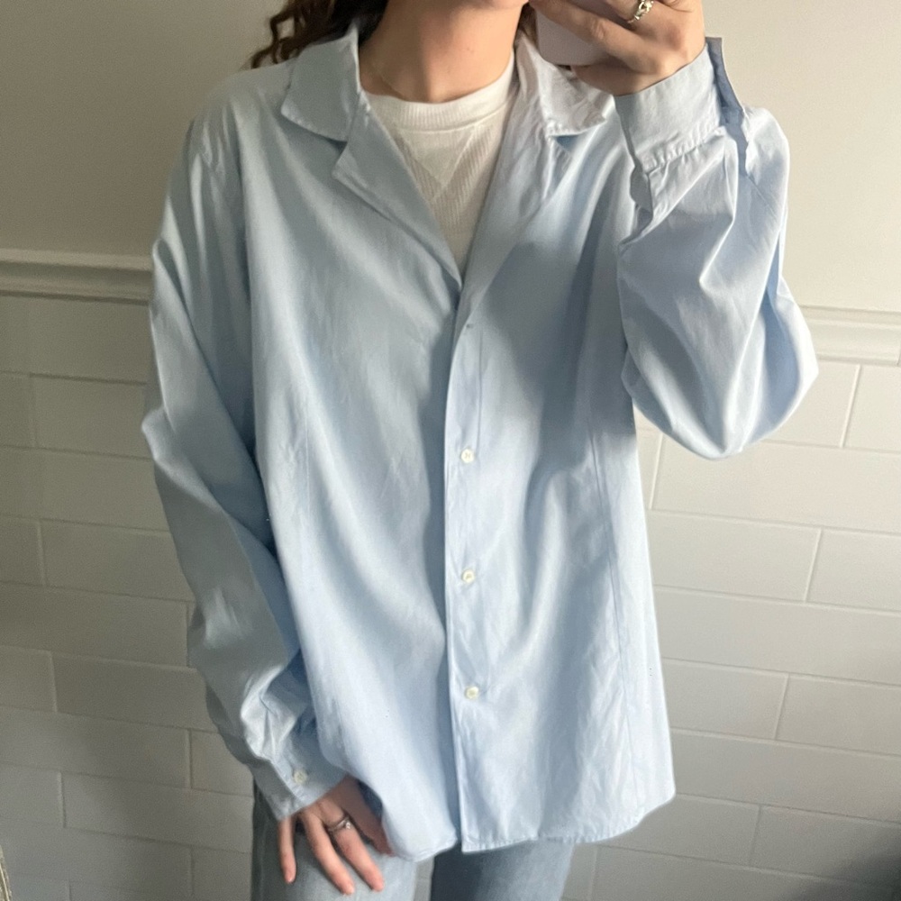 Marina Rinaldi Blue Button Down Long Sleeve Shirt